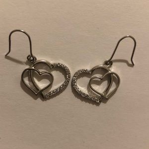 Silver Double Heart Earrings